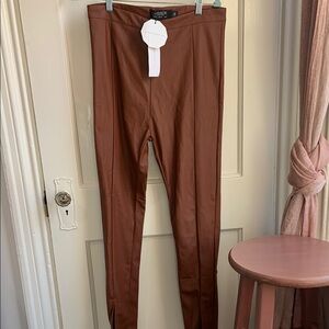 Outrageous Fortune Little Mistress High Rise Faux Leather Brown Leggings